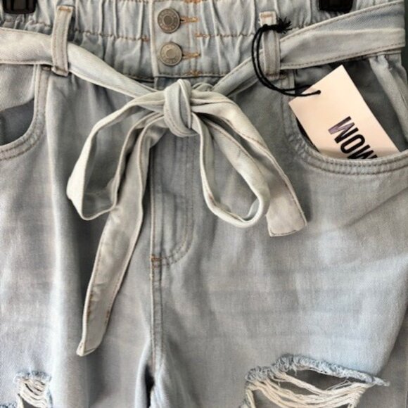 NWT Refuge Denim Mom Paperbag High Rise Woman Distressed Belted Stretch Jeans XL - Picture 2 of 7